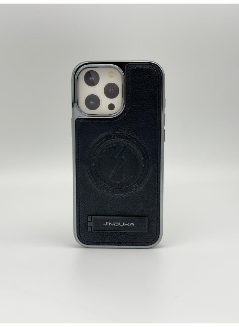 general JDK Luxury Leather Magnetic Kickstand Case for iPhone 16 Pro Max – Slim Shockproof Protective Cover with Foldable Stand - Image 1